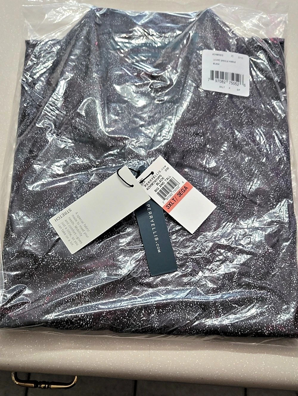 Perry Ellis LS PRT SPECLE PAISLE Long Sleeve Black Red 3XLT NWT